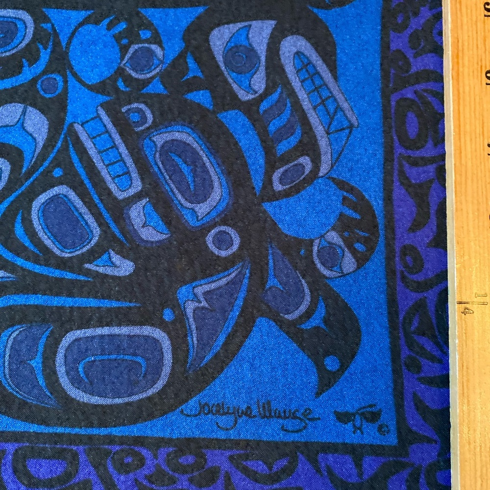 COPY - Jocelyne Wauge First Nation Scarf 13 x 60 inches Black,Violet, Teal Wolf…